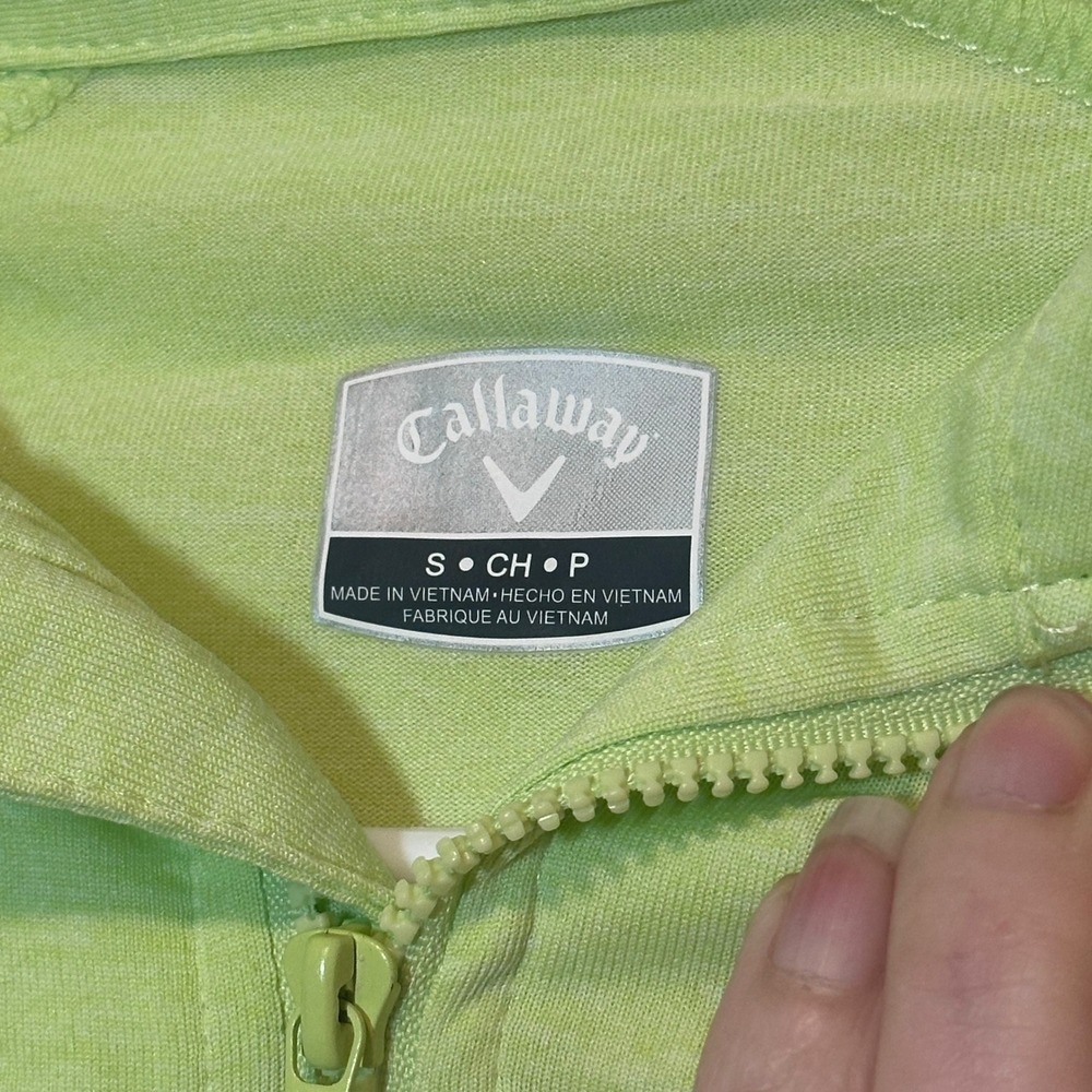 Callaway Womens Small Lime Green Heather Quarter Zip Golf Pullover Long Sleeve - Picture 2 of 5